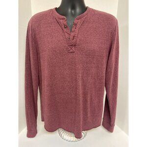 MARINE LAYER Men's Size M Maroon Vintage style Heavy Slub Henley Shirt EUC!
